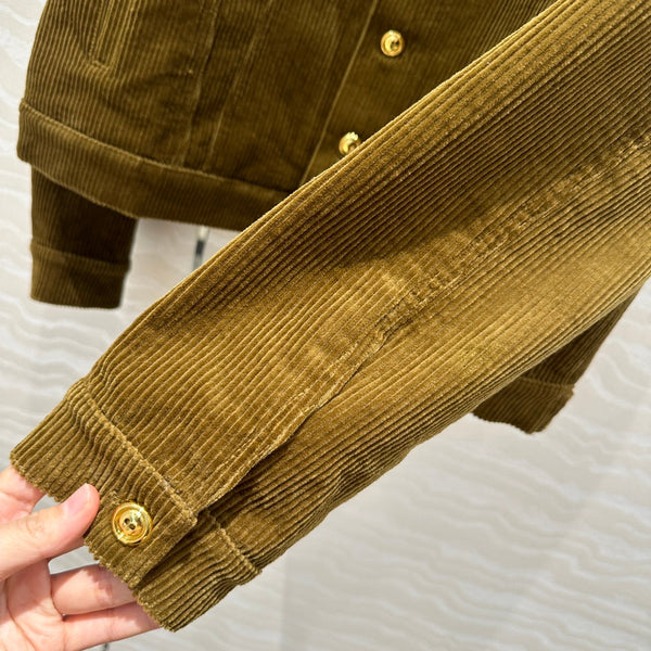 Miu Miu Corduroy Jacket Olive Green Cotton