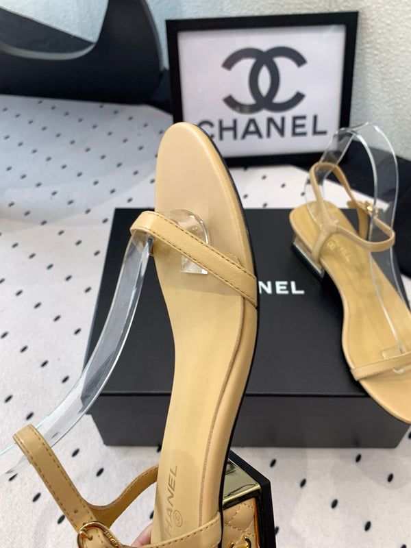 CC Sandal In Dark Beige Lambskin 147091