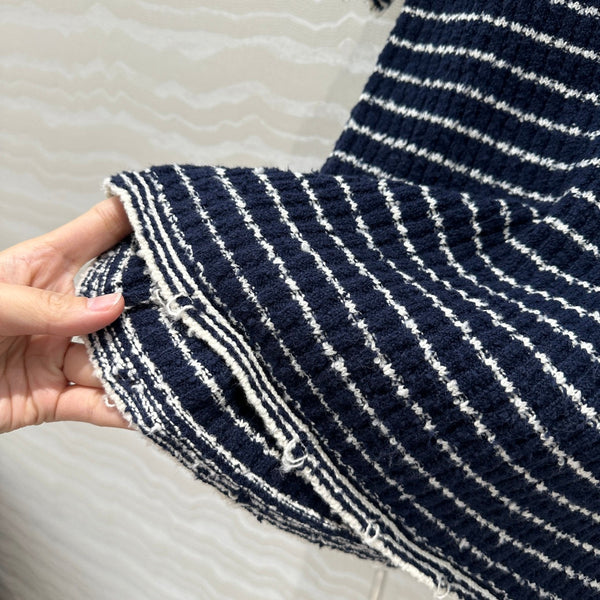 CD Striped knitted Top Navy Blue Cotton