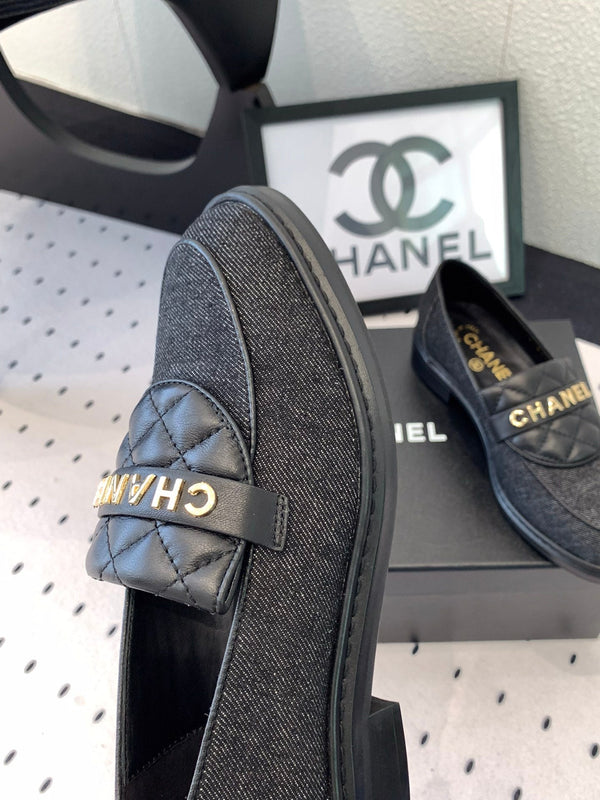 CC Moccasins In Black Denim Fabric 147020