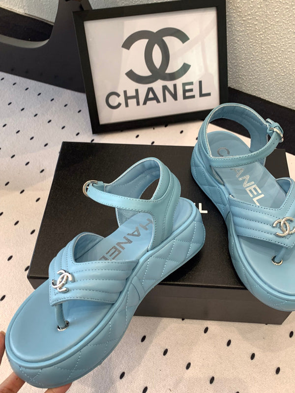 CC Thong Sandals In Could Blue Lambskin 147039