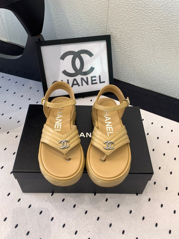 CC Thong Sandals In Dark Beige Lambskin 147040