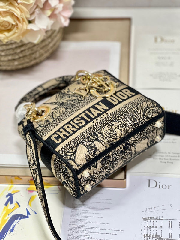 CD Elephant Apricot 17 Lady Dior Bag Canvas 336749