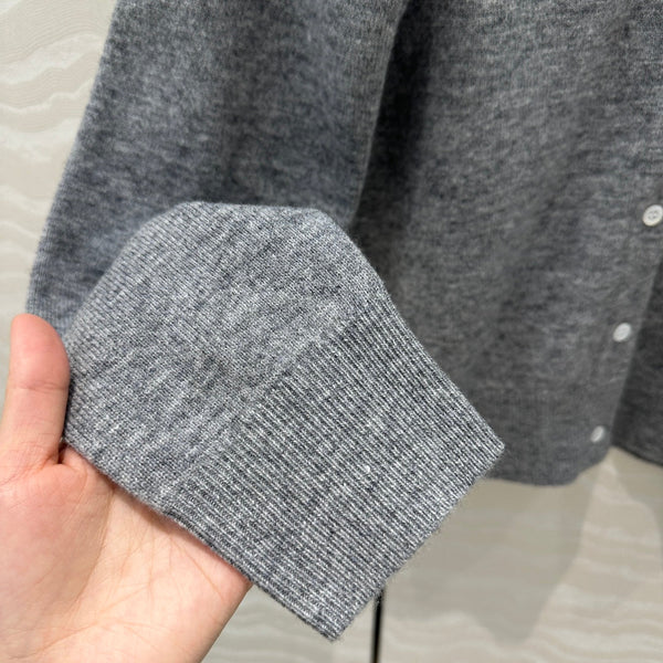 Miu Miu Polo Collar Cardigan Gray Cashmere