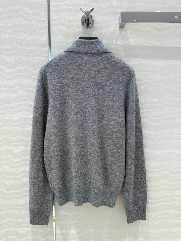 Miu Miu Polo Collar Cardigan Gray Cashmere