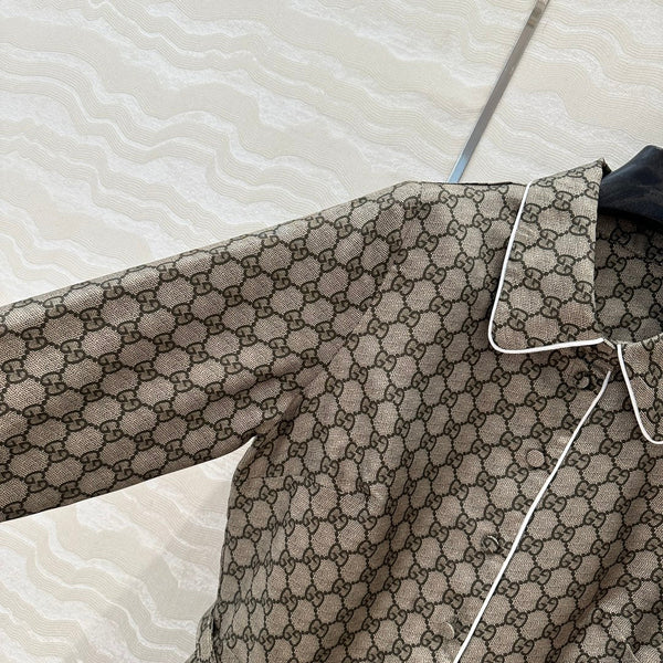 Gucci 25 Monogram Dress Gray Silk