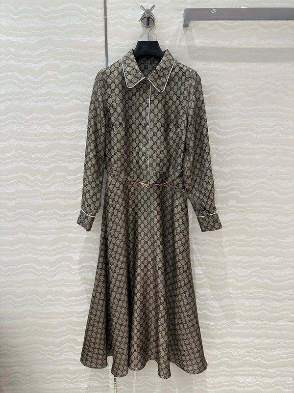 Gucci 25 Monogram Dress Gray Silk