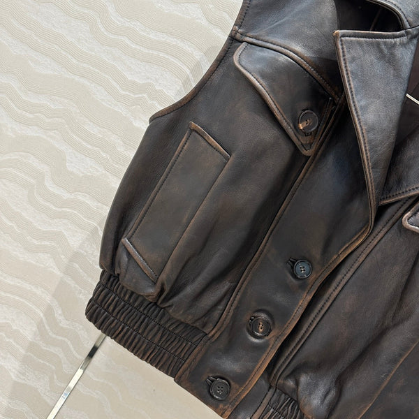 Miumiu 25 Jacket Vest Black Brown Lambskin