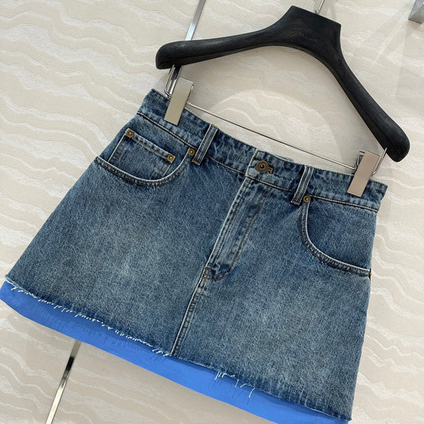 Miumiu Denim Skirt Blue Cotton