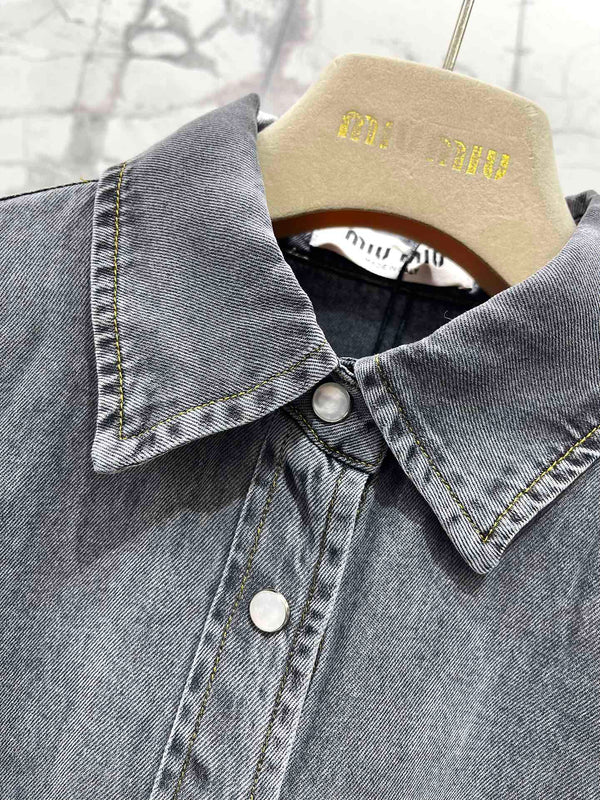 Miu Miu Denim Shirt Smoky Grey Cotton