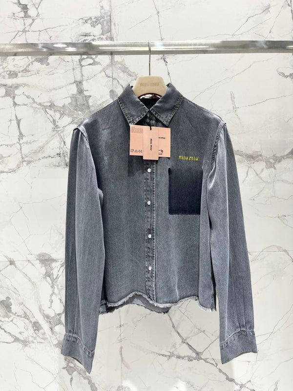 Miu Miu Denim Shirt Smoky Grey Cotton