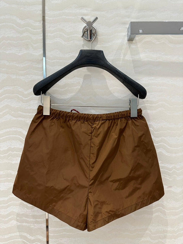 Miu Miu 25 Sport Short Tessuto Tecnico Marrone Cacao
