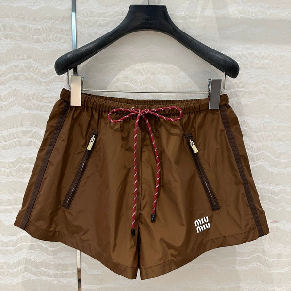 Miu Miu 25 Sport Short Tessuto Tecnico Marrone Cacao