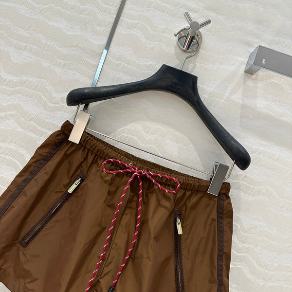 Miu Miu 25 Sport Short Tessuto Tecnico Marrone Cacao