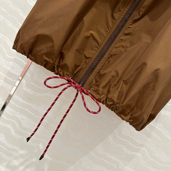 Gilet Miu Miu 25 Sport Zipper in tessuto tecnico marrone cacao