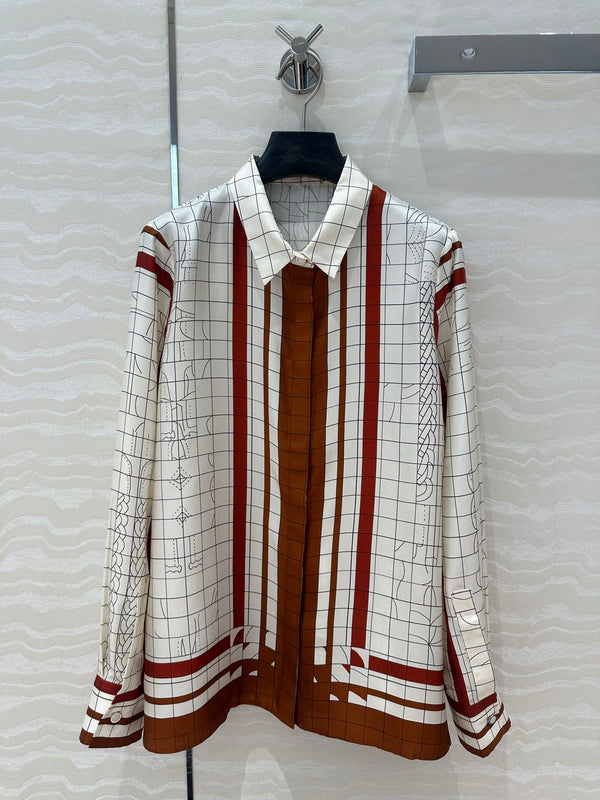 Hm 25 Coaching Deja Vu Shirt White red brown Silk