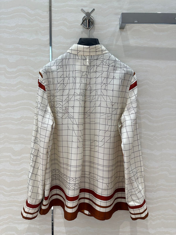 Hm 25 Coaching Deja Vu Shirt White red brown Silk