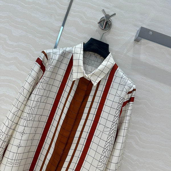 Hm 25 Coaching Deja Vu Shirt White red brown Silk