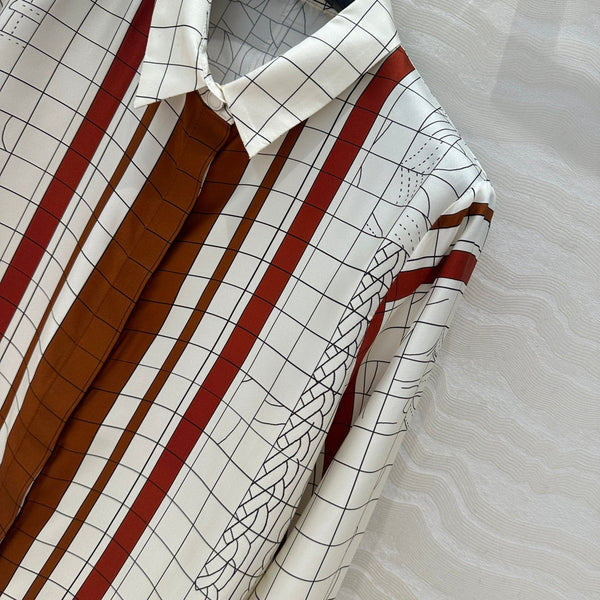 Hm 25 Coaching Deja Vu Shirt White red brown Silk