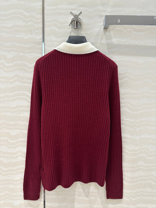 Miu Miu Polo Collar Sweater Red Cashmere
