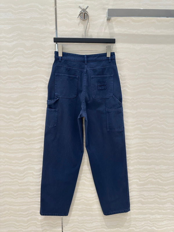 Miu Miu 25 Straight Pants Blue Cotton