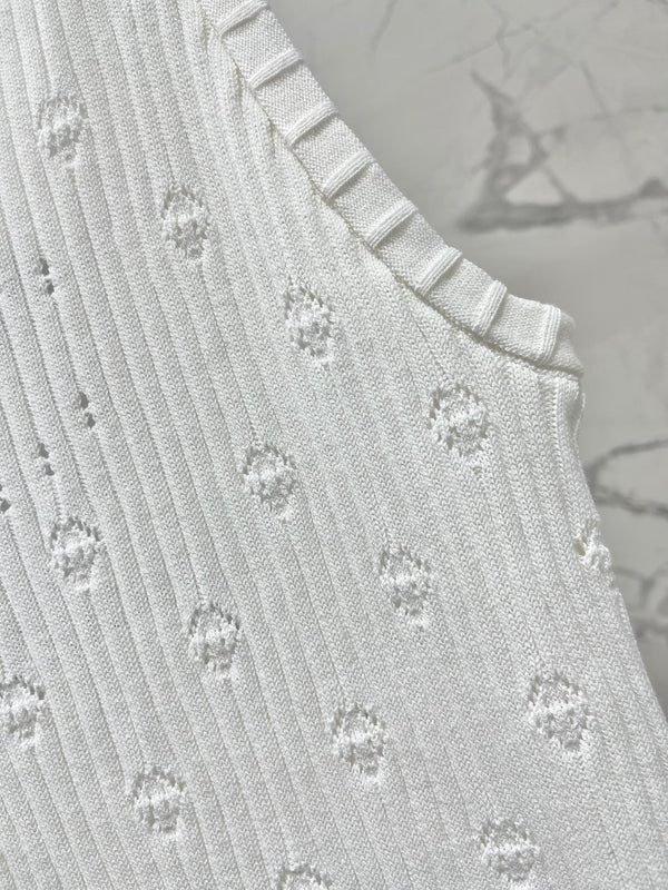 CC White Knitted Fabric Vest