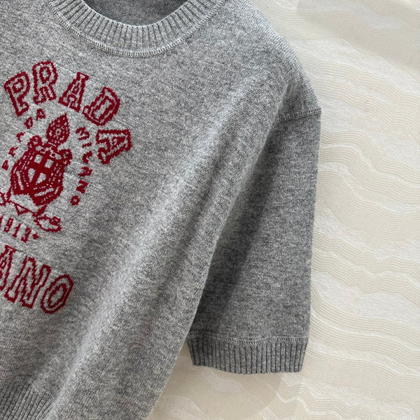 Felpa a maniche corte Prada 25 in misto lana e cashmere rosso