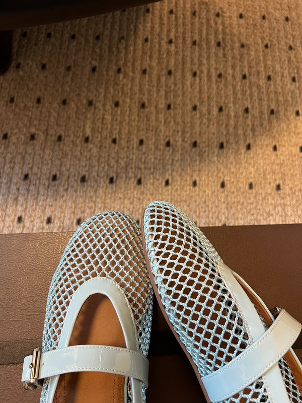 Alaia 25 Ballerina da donna in pelle di pecora verde laguna 303705