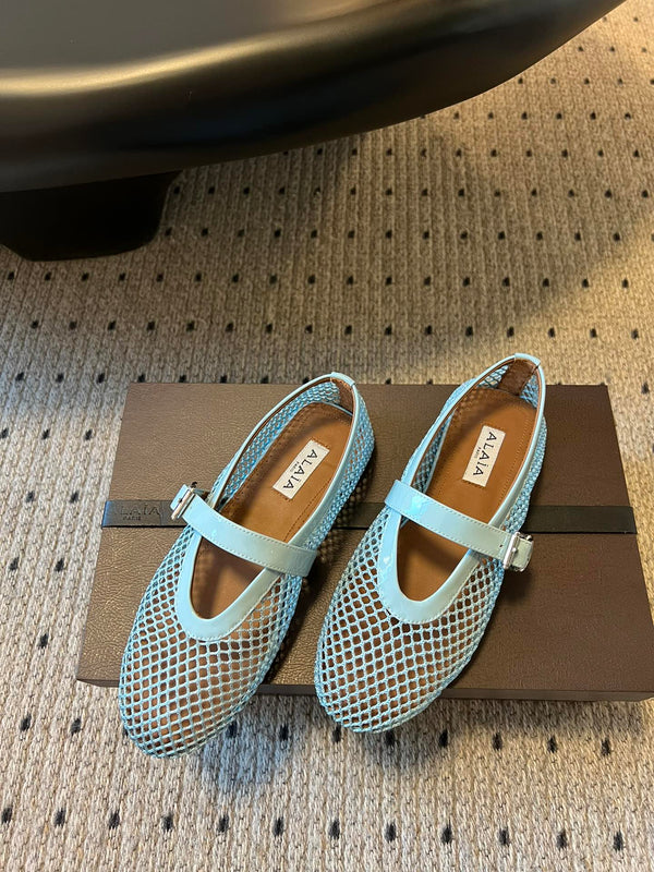 Alaia 25 Ballerina da donna in pelle di pecora verde laguna 303705