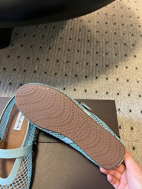 Alaia 25 Ballerina da donna in pelle di pecora verde laguna 303705