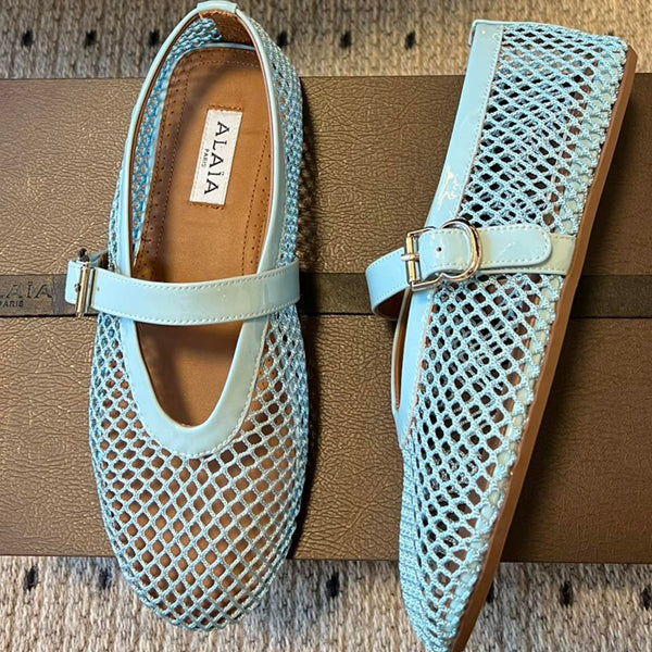 Alaia 25 Ballerina da donna in pelle di pecora verde laguna 303705