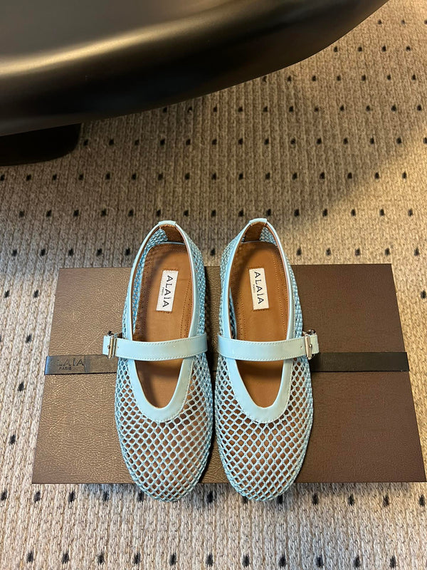 Alaia 25 Ballerina da donna in pelle di pecora verde laguna 303705