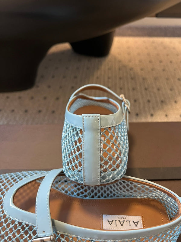 Alaia 25 Ballerina da donna in pelle di pecora verde laguna 303705