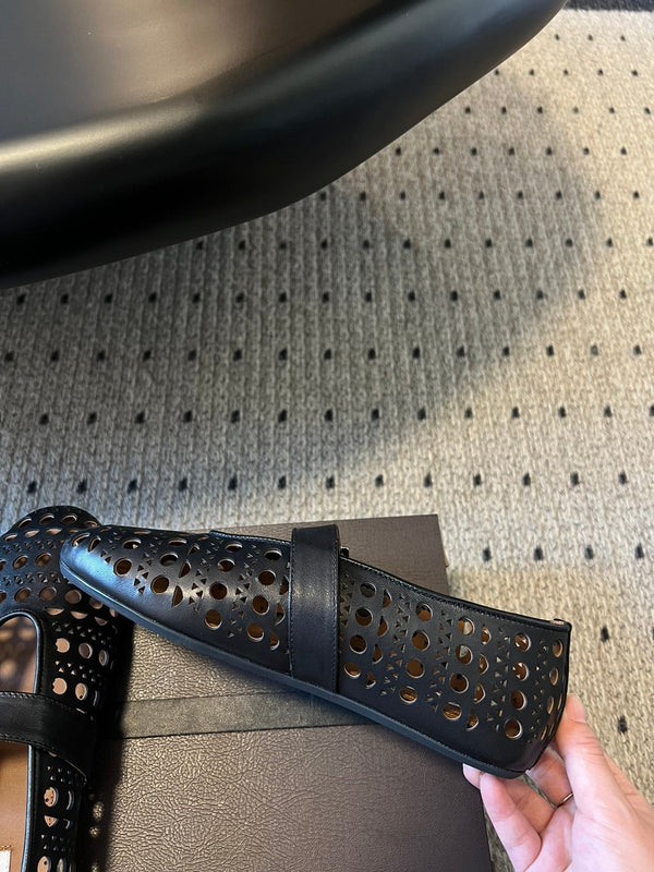 Alaia 25 Vienne Ballet Flats Black Lambskin 303713