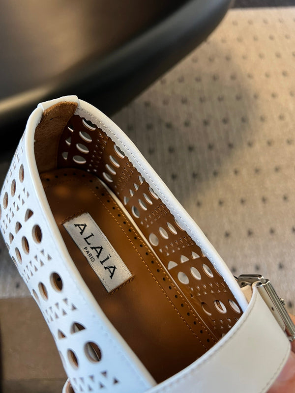 Alaia 25 Vienne Ballet Flats White Lambskin 303715