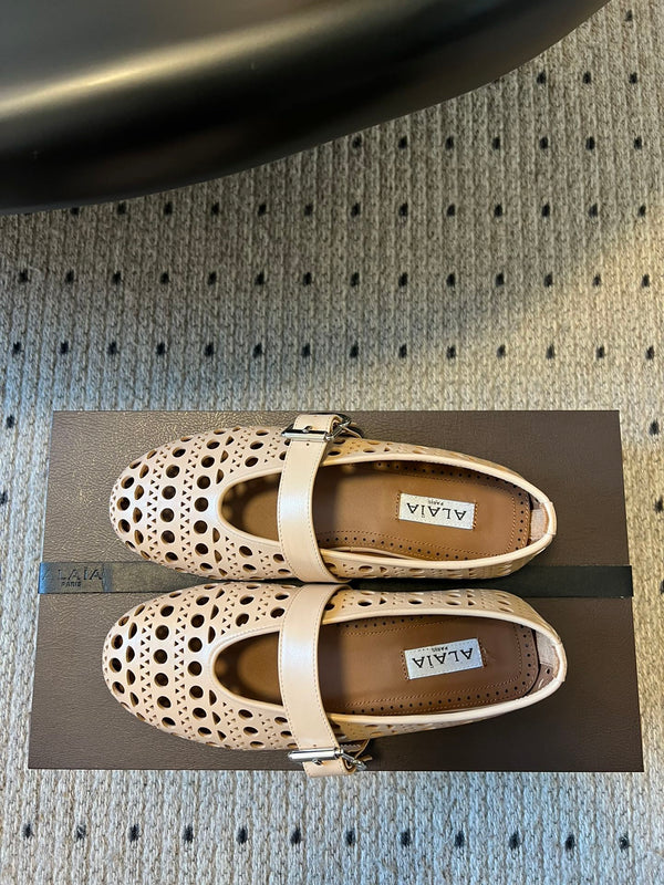 Alaia 25 Vienne Ballet Flats Nude Lambskin 303716