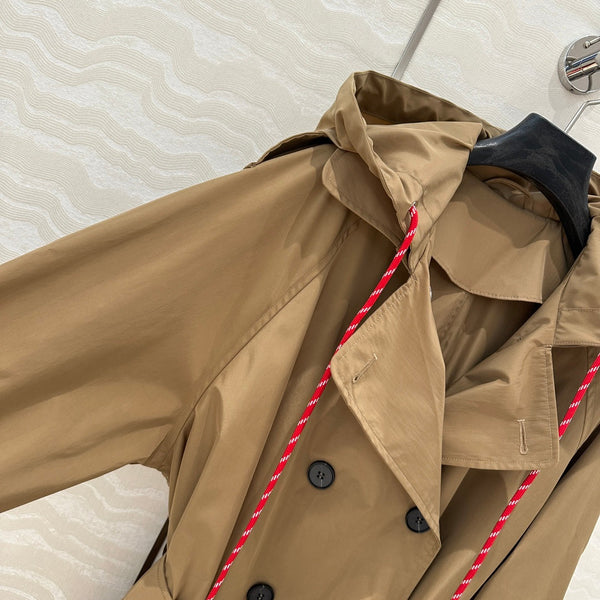 Miu Miu 25 Long Windbreaker Khaki Polyester