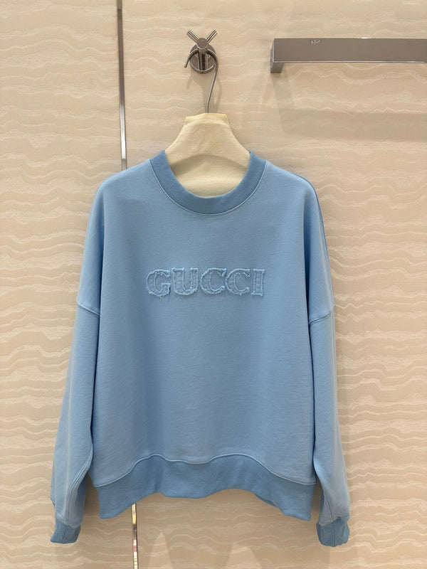 Gucci Patch Sweatshirt Blue Cotton
