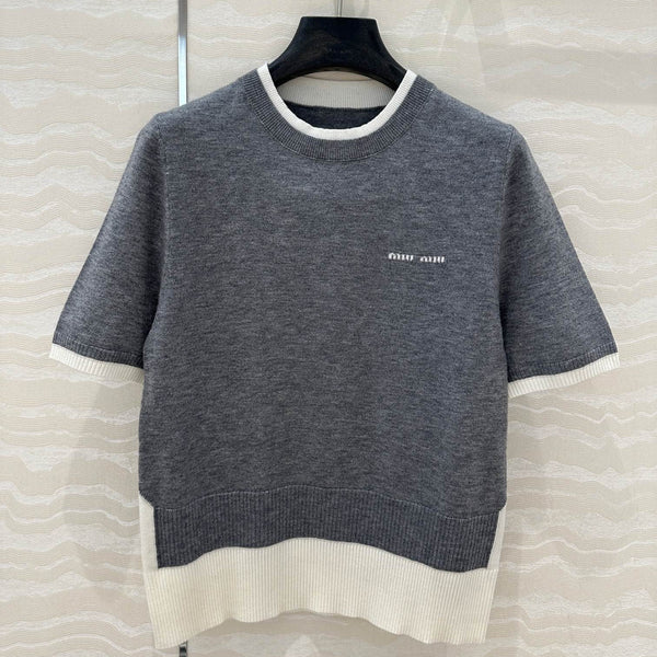 Maglione lavorato a maglia Miu Miu 25 in lana grigia