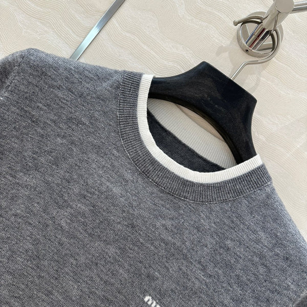 Maglione lavorato a maglia Miu Miu 25 in lana grigia