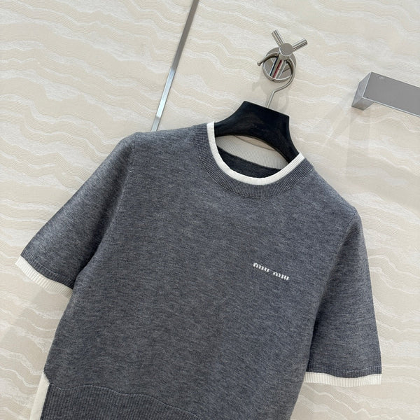 Maglione lavorato a maglia Miu Miu 25 in lana grigia