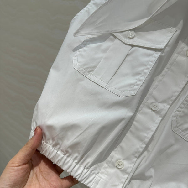 Miu Miu 25 Bow Tie Vest Shirt White Cotton