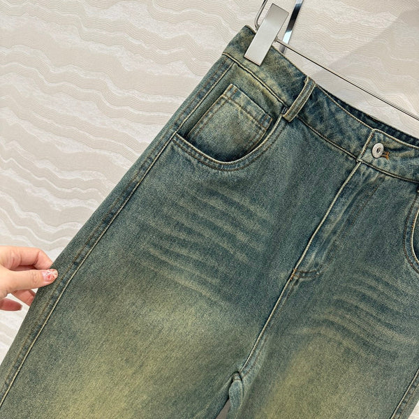 Miu Miu 25 Denim Sickle Pants Blue Cotton