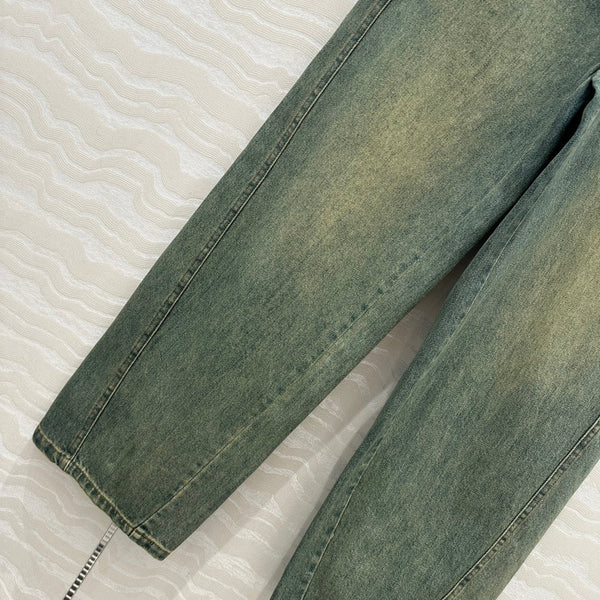 Miu Miu 25 Denim Sickle Pants Blue Cotton