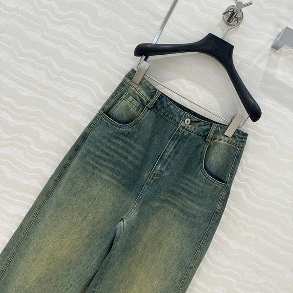 Miu Miu 25 Denim Sickle Pants Blue Cotton