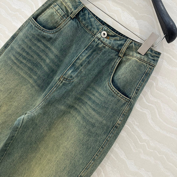 Miu Miu 25 Denim Sickle Pants Blue Cotton