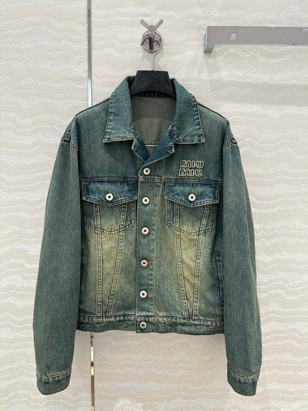 Miu Miu 25 Denim Sickle Jacket Blue Cotton