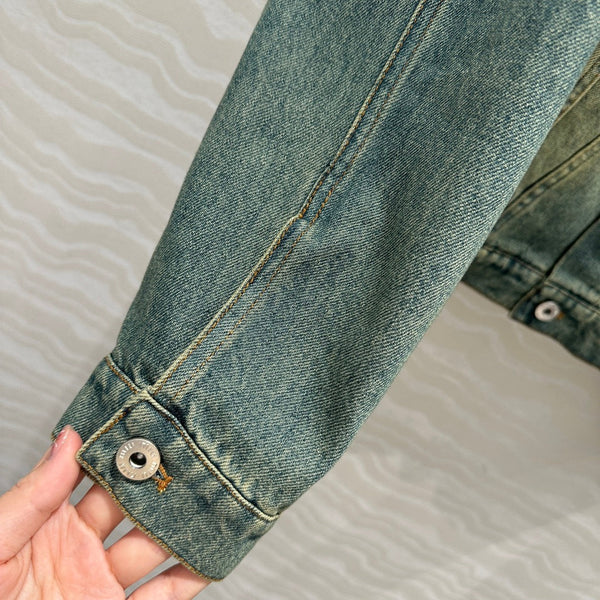Miu Miu 25 Denim Sickle Jacket Blue Cotton