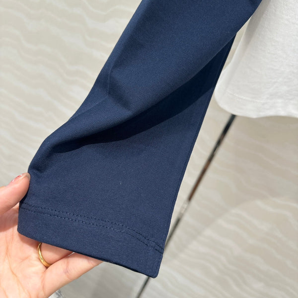 Celine Arc de Triomphe long-sleeved T-shirt Navy Blue mix White Cotton