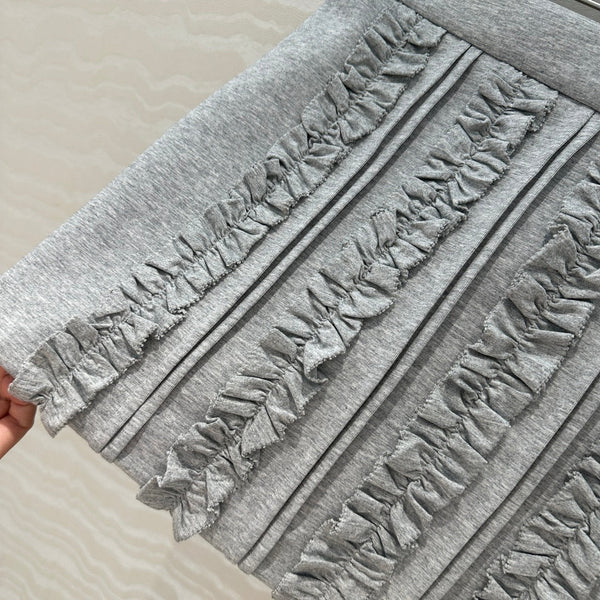 Miu Miu Lace Short Skirt Gray Cotton